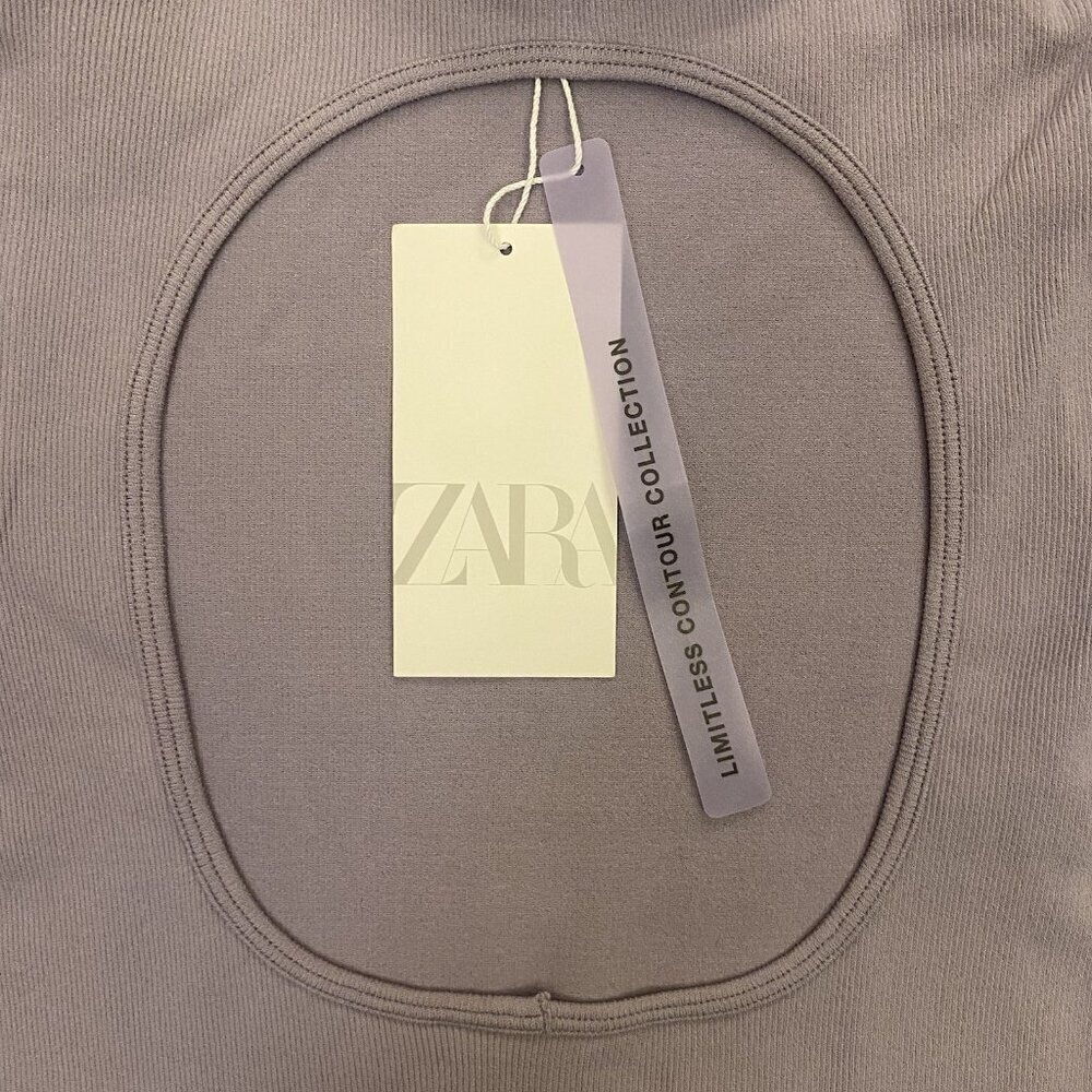 Zara Women's Open Back Bodysuit Purple Heather Long Sleeves Size XS - S NWT $27 - Picture 10 of 16